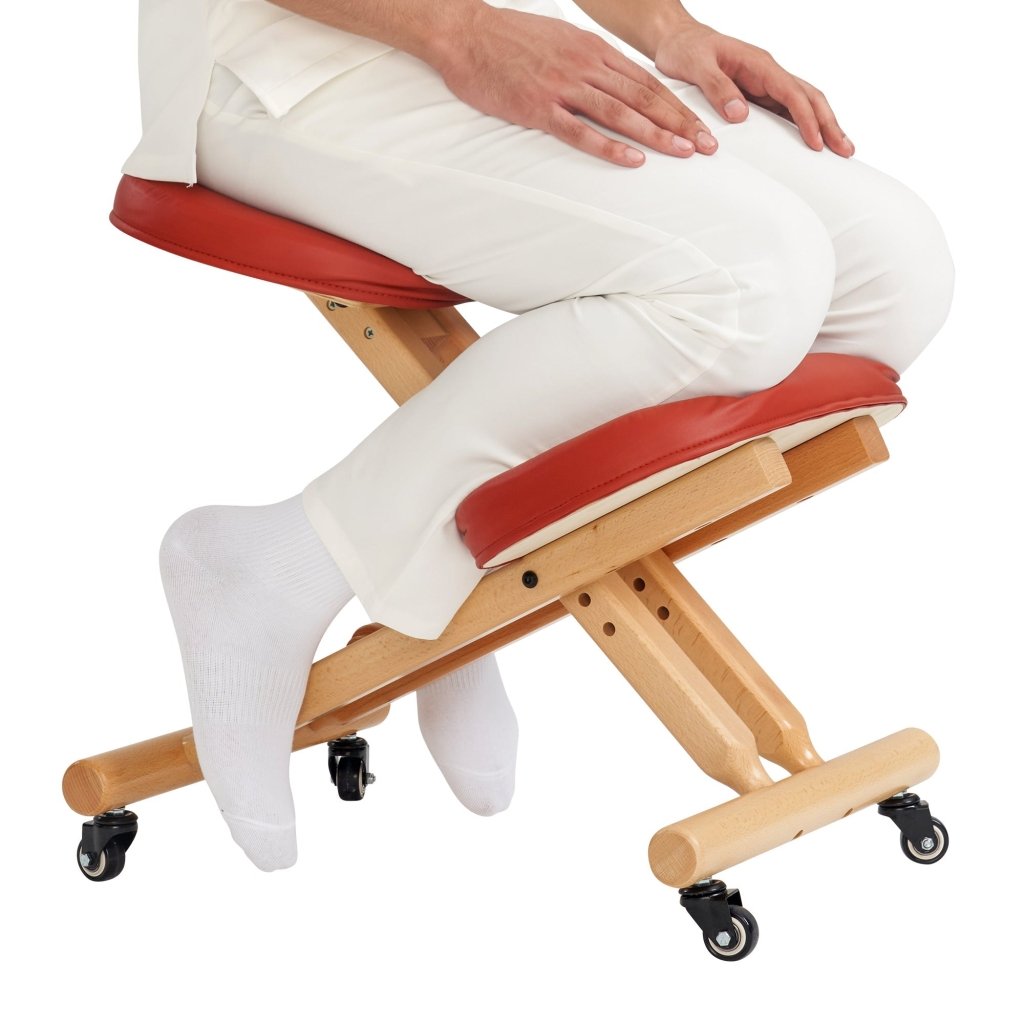 Ergonomic Wooden Foldable Kneeling Chair for Office & Home - Posture Correction Stool with Adjustable Height for Back Pain Relief - Perfect for Meditation, Yoga, and Desk Work