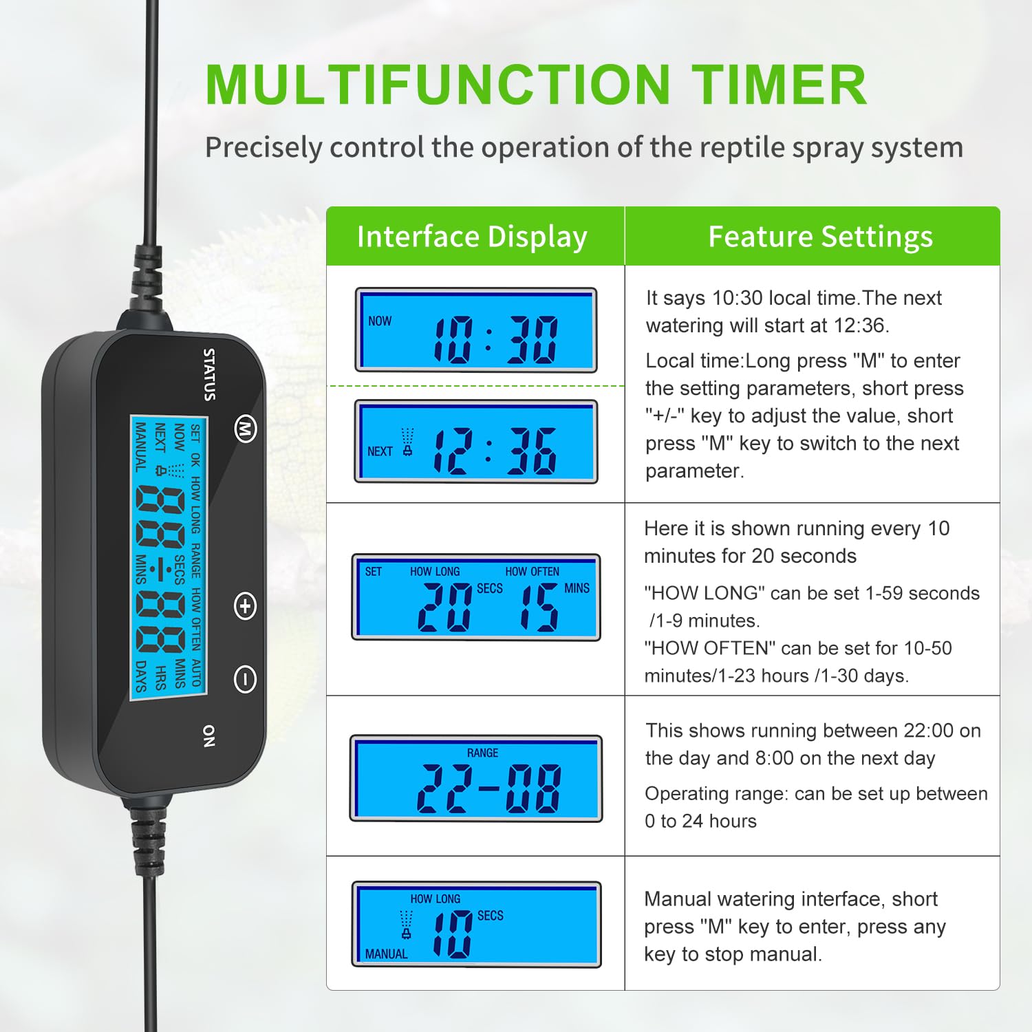 Automatic Reptile Misting System with Timer - 6 Nozzle Terrarium Humidifier, Self-Priming Quiet Pump for Amphibians, Vivariums & Paludariums | Perfect for Chameleons, Frogs & Tropical Reptile Habitats