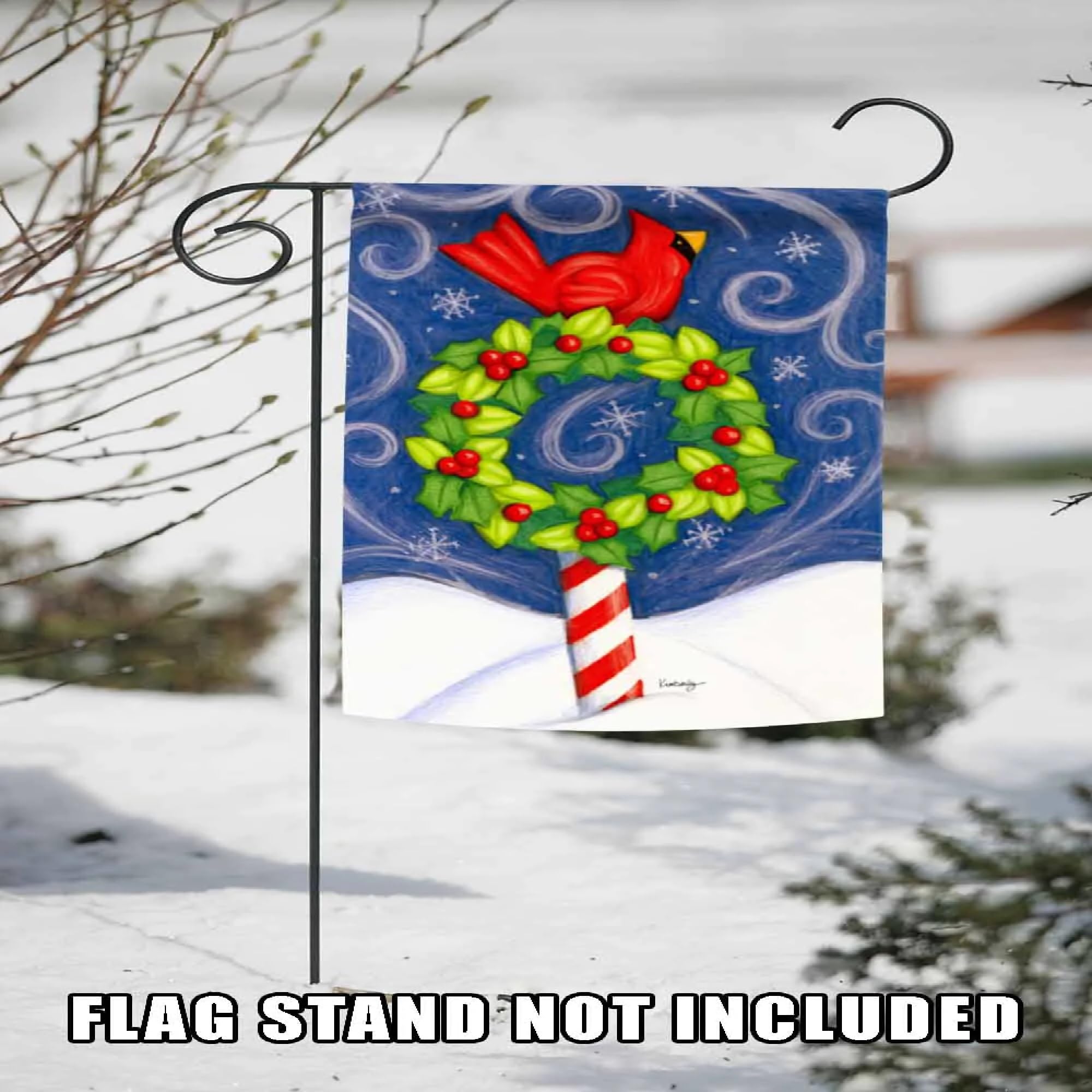 Toland Home Garden Winter Wonderland Double Sided 12x18 Inch Outdoor Winter Flag with Cardinal Bird - Perfect for Yard, Porch & Seasonal Holiday Decoration