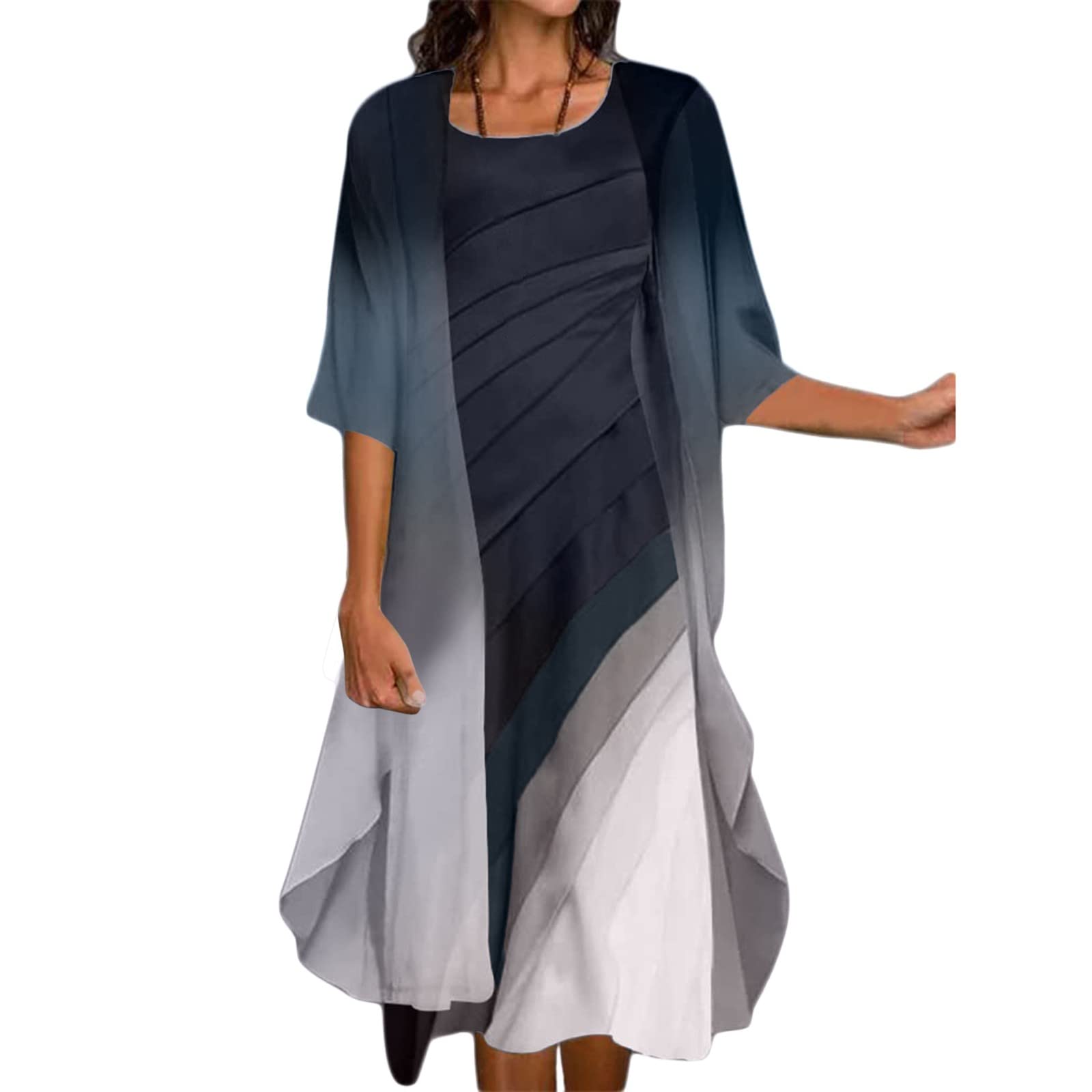 Women's Casual Swing T-Shirt Dress - Loose Fit Beach Cover Up, Summer Sleeveless Maxi Dress for Outing, Vacation & Daily Wear