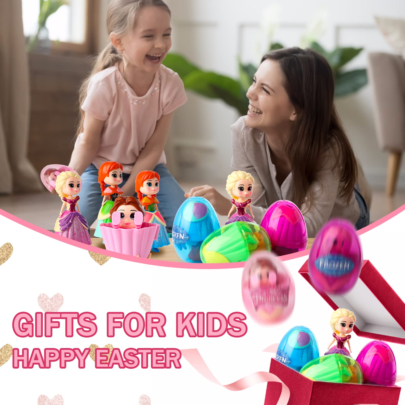 4 Pack Jumbo Princess Easter Eggs - Prefilled Deformation Toys for Kids & Toddlers (Boys & Girls) | Easter Basket Stuffers, Gifts & Fillers | Perfect for Easter Celebrations, Party Favors & Holiday Surprises