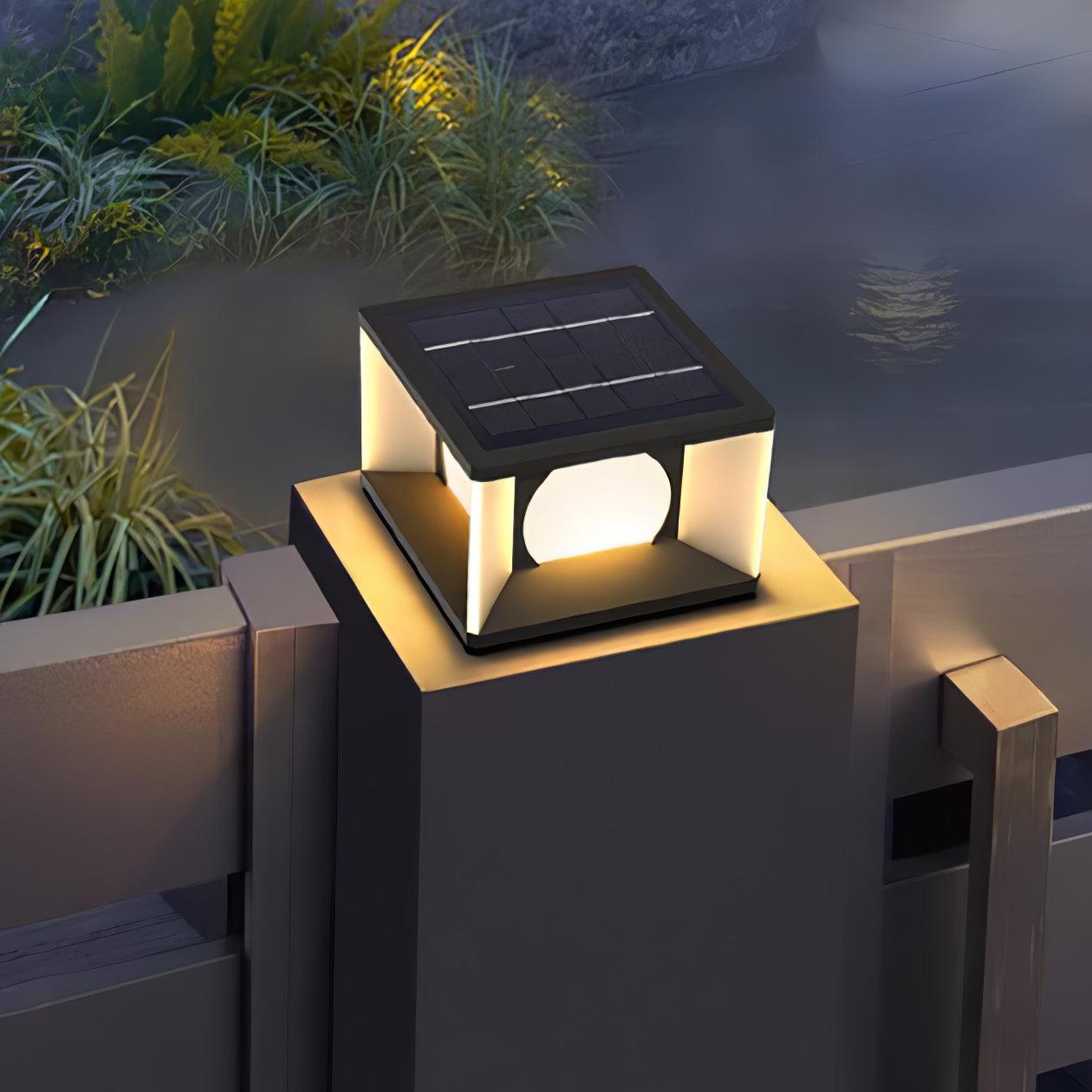 Eclipse Cube Outdoor Post Light - Modern LED Wall Sconce for Porch, Patio, Garden & Driveway Lighting - Waterproof & Energy Efficient Exterior Light Fixture