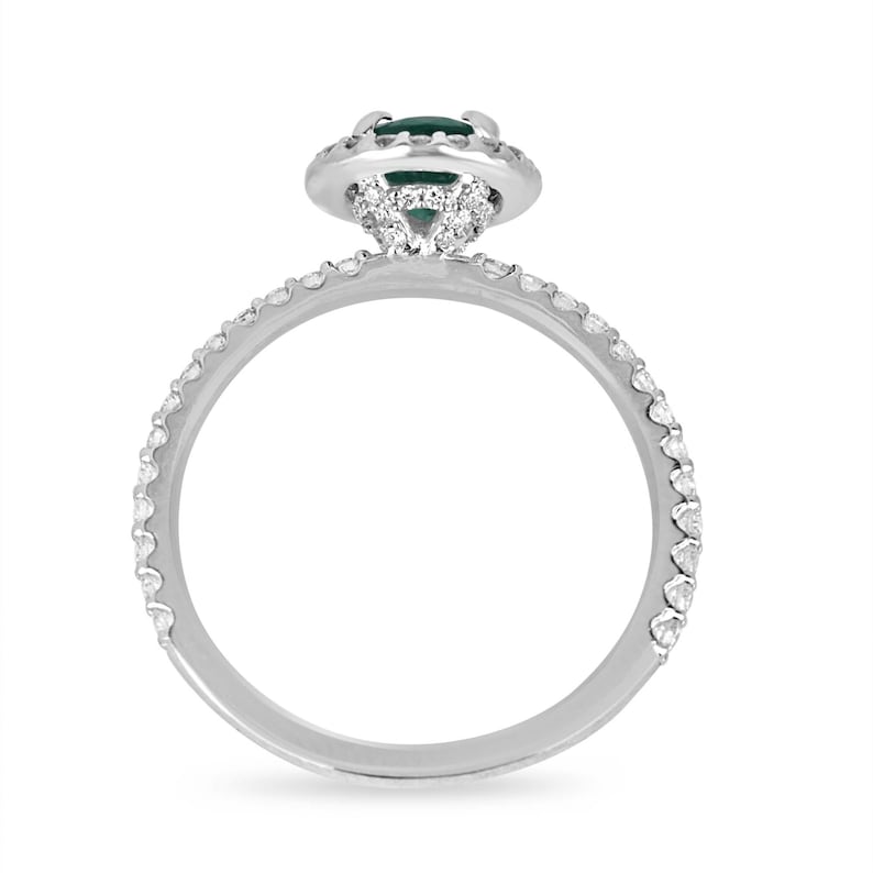 1.50tcw Natural Oval Cut Lush Green Emerald & Diamond Halo Engagement Ring in 14K Gold - Perfect for Proposals, Anniversaries & Special Occasions