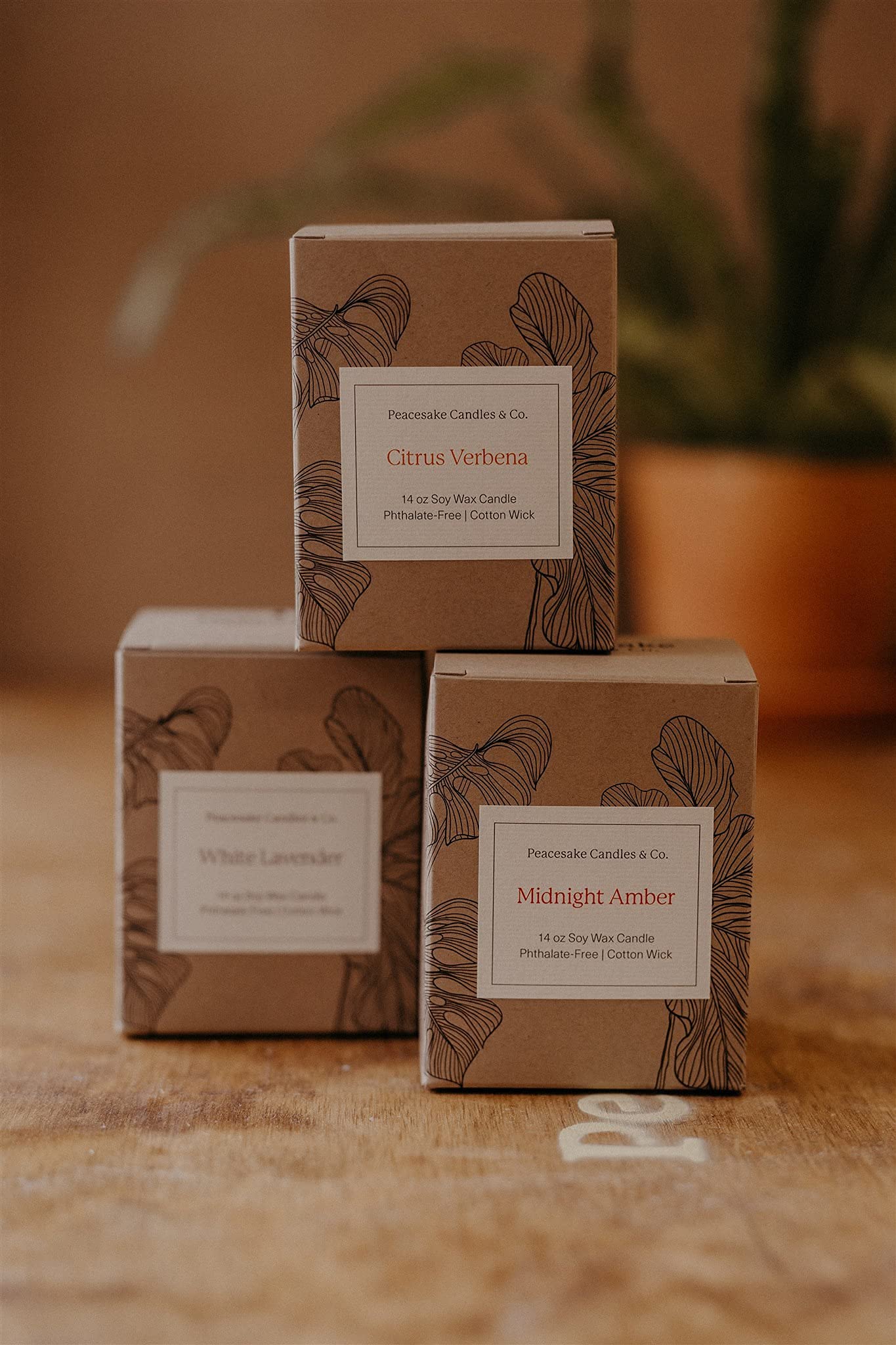 Citrus Verbena Scented Soy Wax Candle - 100% Handmade, 14oz by Peacesake Candles & Co | Perfect for Home Relaxation, Yoga & Aromatherapy
