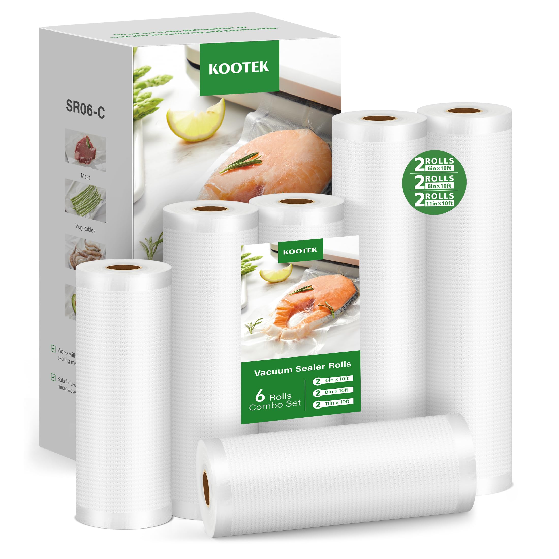 Kootek Vacuum Sealer Bags for Food Storage - 6 Rolls (11