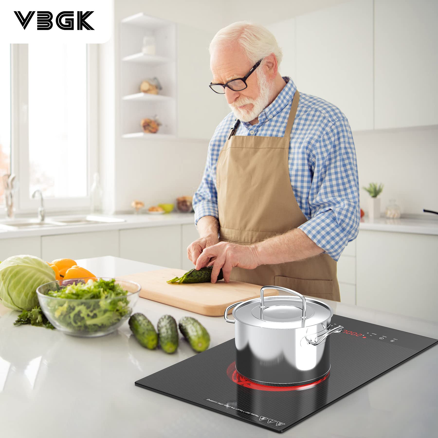 VBGK 2000W Portable Induction Cooktop - 110V Electric Stove Top with LED Touch Control, 9 Power Levels, Child Lock & Timer, Overheat Protection - Perfect for Small Kitchens, Dorms, RVs & Outdoor Cooking