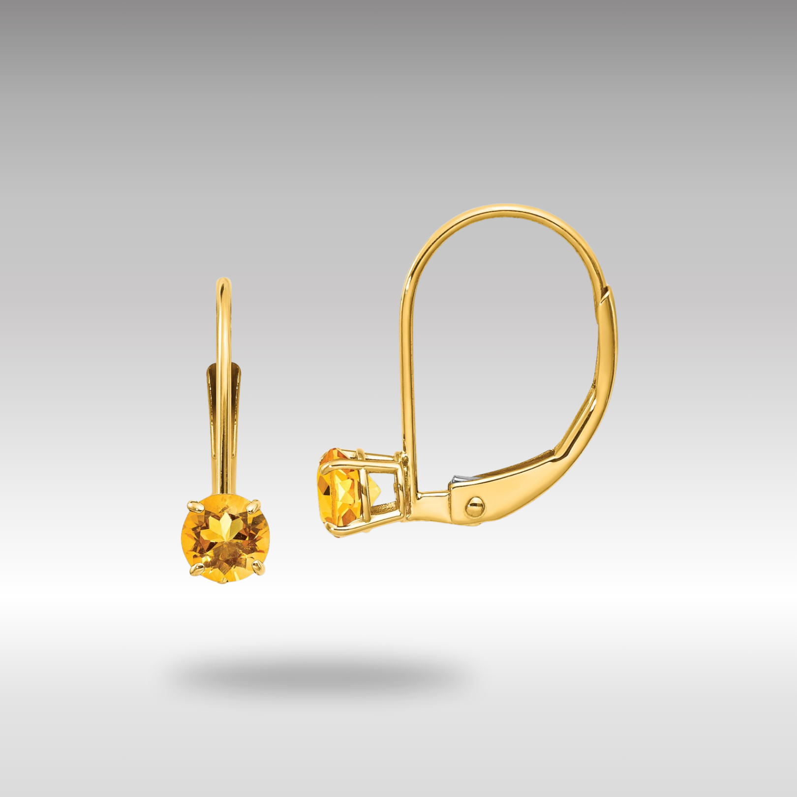 4mm Round Gold November Birthstone Citrine Leverback Earrings XBE83 – Perfect for Gifts, Parties & Special Occasions