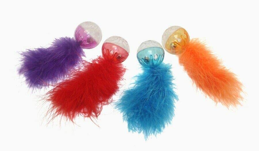 Colorful Feather Lattice Ball Cat Toy - 2 Pack Interactive Play Balls for Indoor Cats - Fun Exercise & Stress Relief for Kittens - Perfect for Playtime, Training & Bonding with Your Feline Friend