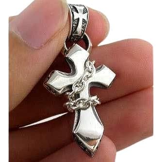 Sterling Silver Rocker Cross Pendant Necklace for Women - Elegant Gothic Jewelry Gift for Christmas, Baptism & Everyday Wear