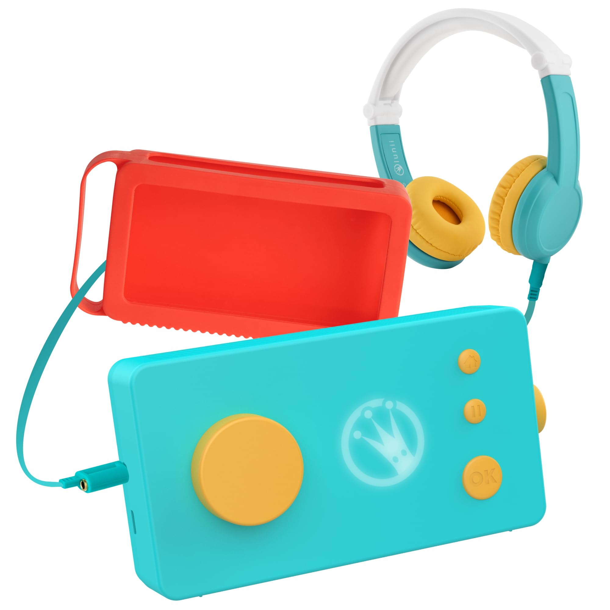 Lunii My Fabulous Storyteller - Model 3 with Octave Headphones & Odile Orange Case - Interactive Audio Storyteller for Kids Ages 3-8 - Includes 24 Interactive Stories - Perfect for Bedtime, Travel & Creative Play
