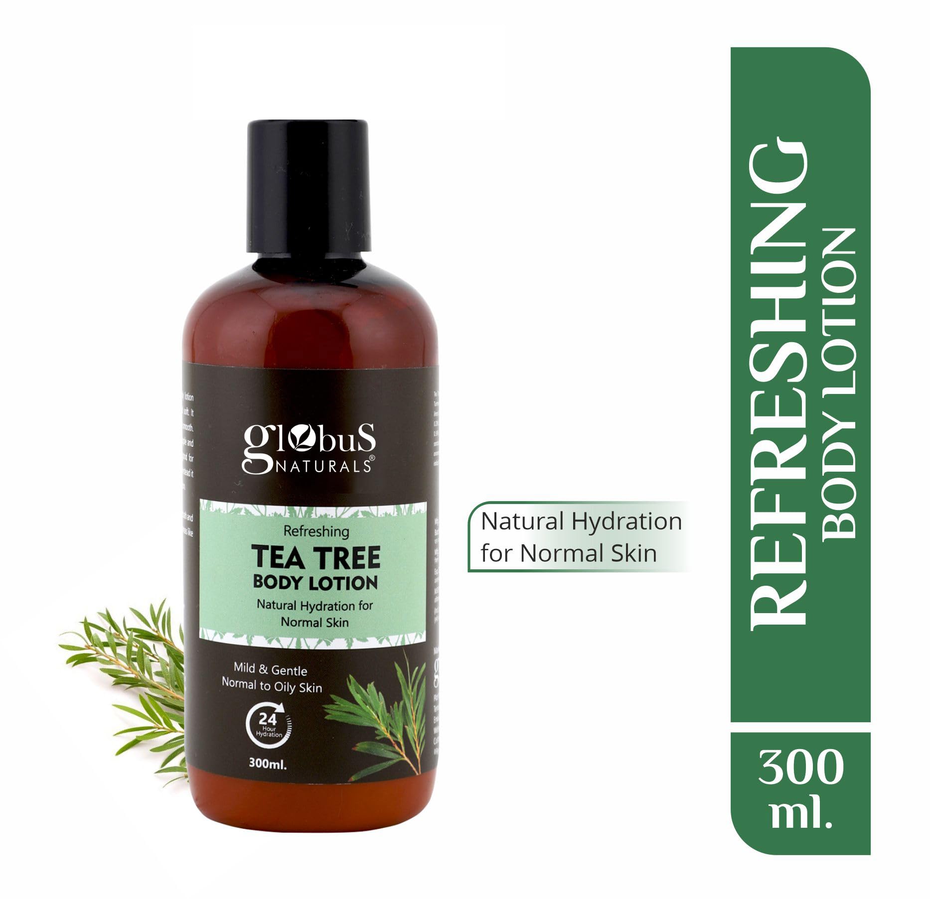 Globus Naturals Refreshing Tea Tree Body Lotion 300ml - Hydrating & Soothing Moisturizer for Dry Skin | Perfect for Daily Use, After Shower & Spa Treatments