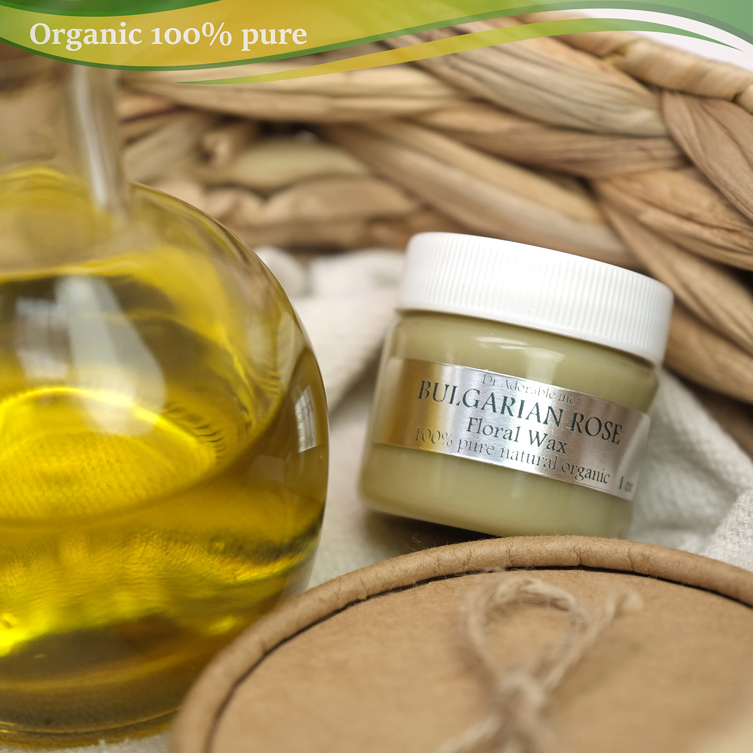 Organic Bulgarian Rose Wax by Dr Adorable - 1 Oz (30g) for DIY Skincare, Candle Making & Aromatherapy