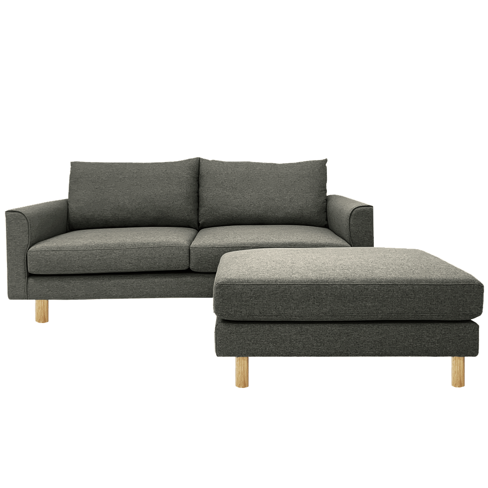 Toby Sofa with Ottoman - EcoClean Fabric, Modern Living Room Furniture for Small Spaces | Perfect for Apartments, Lounging & Movie Nights