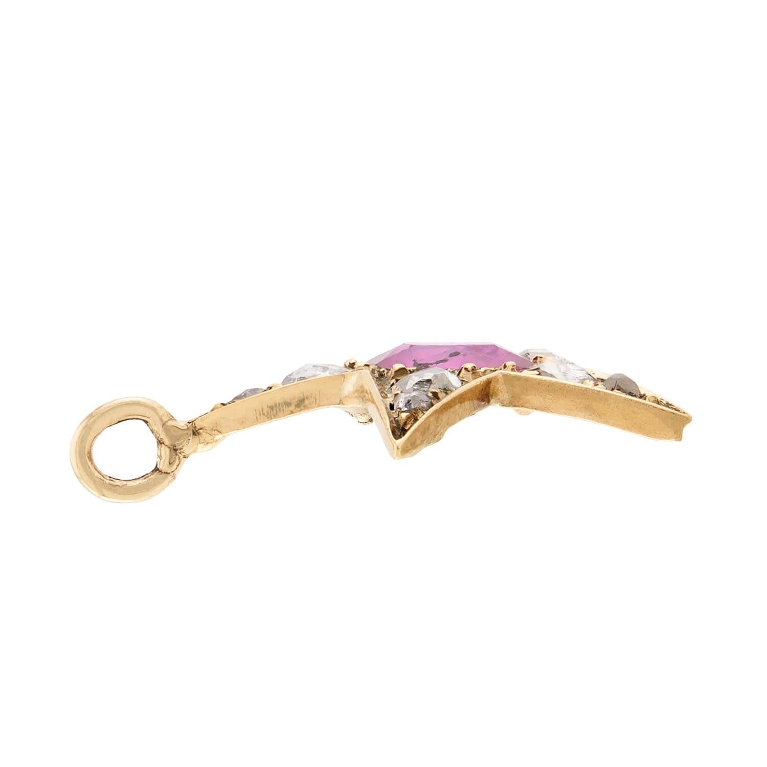 18K Gold Victorian Style Burma Ruby & Diamond Star Pendant Necklace - Elegant Jewelry Gift for Women, Perfect for Anniversaries, Weddings & Special Occasions