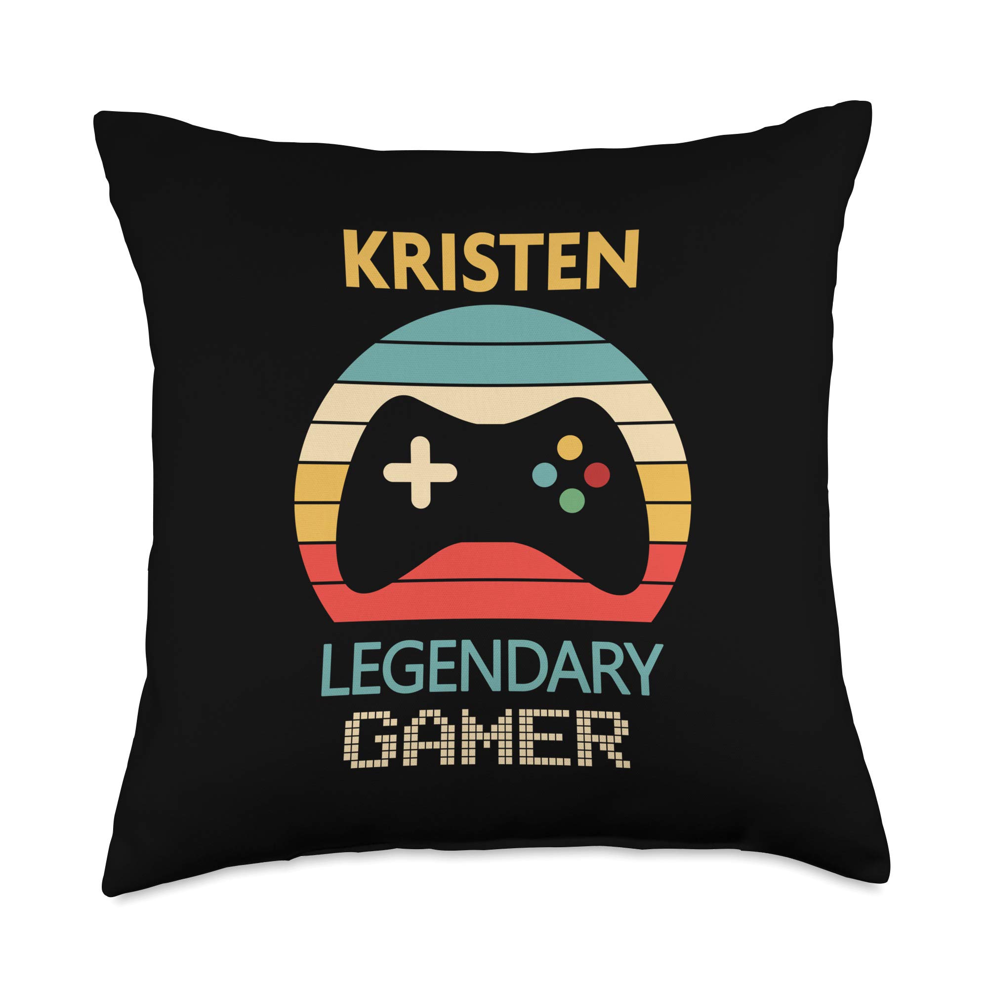 Kristen Name Gift - 18x18 Inch Multicolor Throw Pillow for Gamer Girls, Bedroom Decor & Gaming Room Accessories - Perfect for Birthday Gifts, Dorm Room Decor, and Cozy Gaming Setup