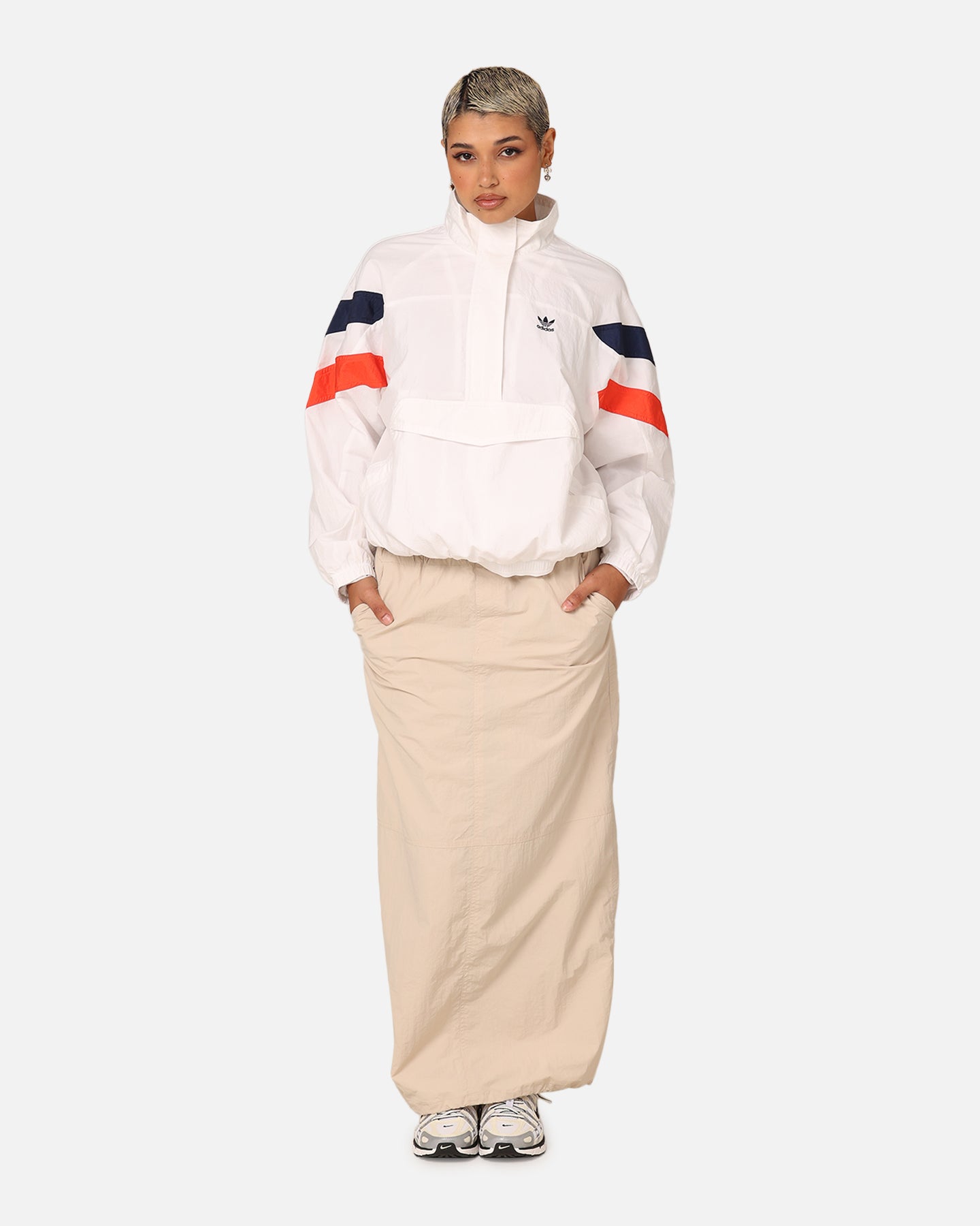Adidas Women's Half Zip Windbreaker Jacket - Lightweight Water-Resistant Running Hoodie (Cloud White) for Outdoor Jogging & Casual Wear