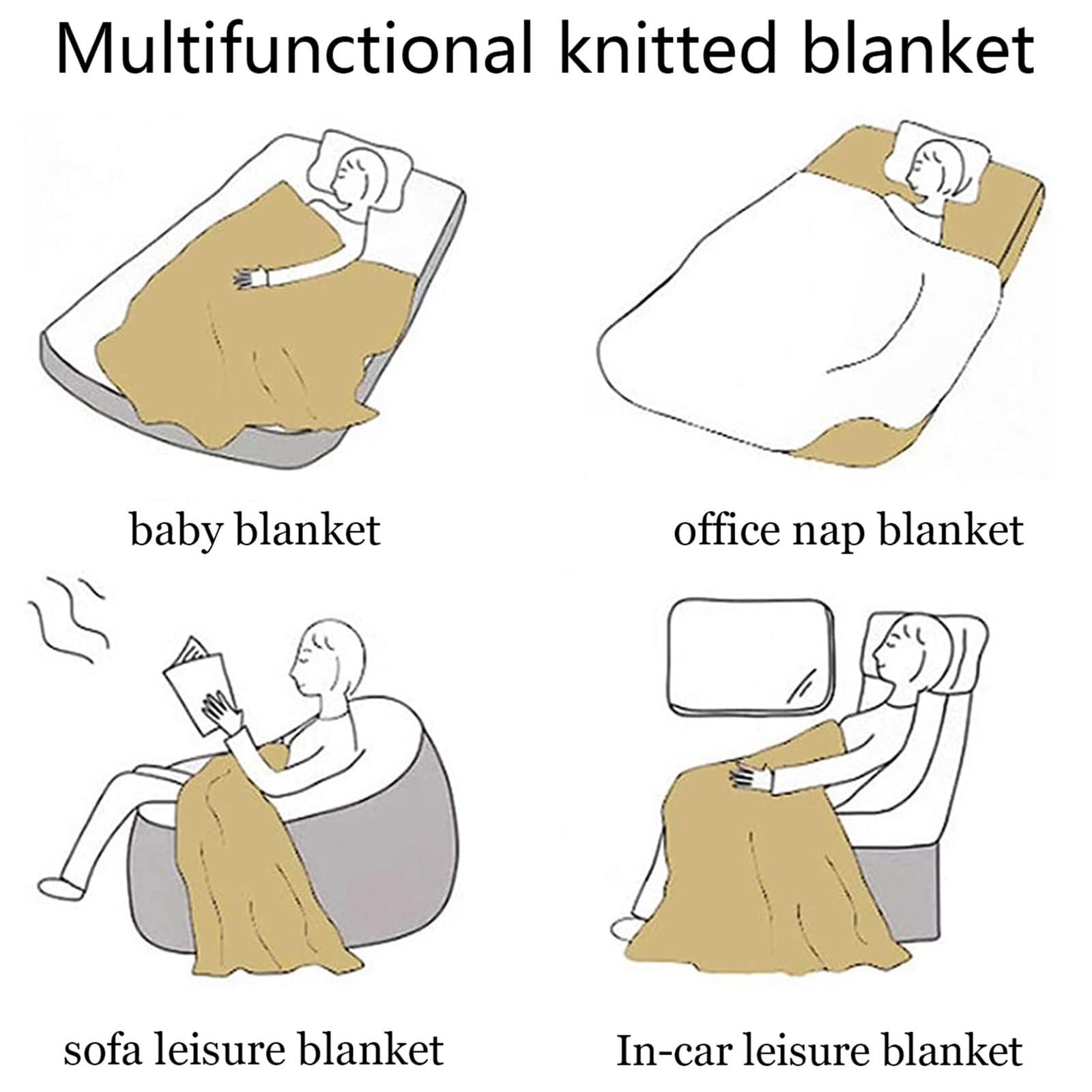 Luxury Chunky Knit Blanket - Soft Chenille Hand-Woven Throw Blanket for Bed, Sofa & Nursery - Cozy Home Decor Gift for Adults, Pets & Babies (180x200cm, Beige) - Perfect for Winter Snuggling, Couch Lounging & Nursery Comfort