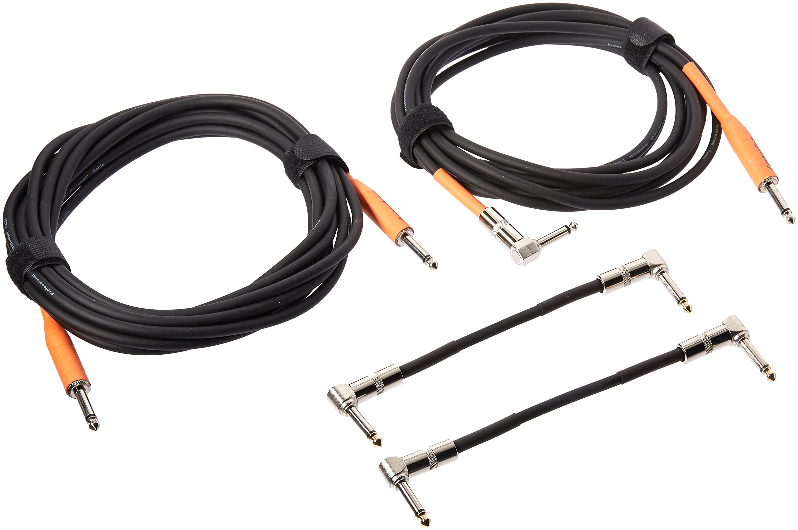 **ChromaCast CC-PSCBL-SRAPSOR Sunset Orange Stage Ready Cable Pack - 15/20 Feet Instrument Cable & 6-Inch Patch Cable for Guitar, Bass, Keyboard & Live Performances**