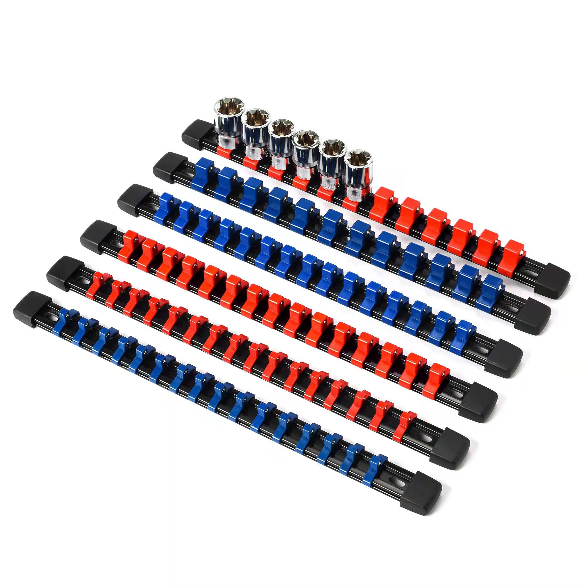 Premium 6-Piece Socket Organizer Kit - ABS Plastic Socket Holder with 1/4