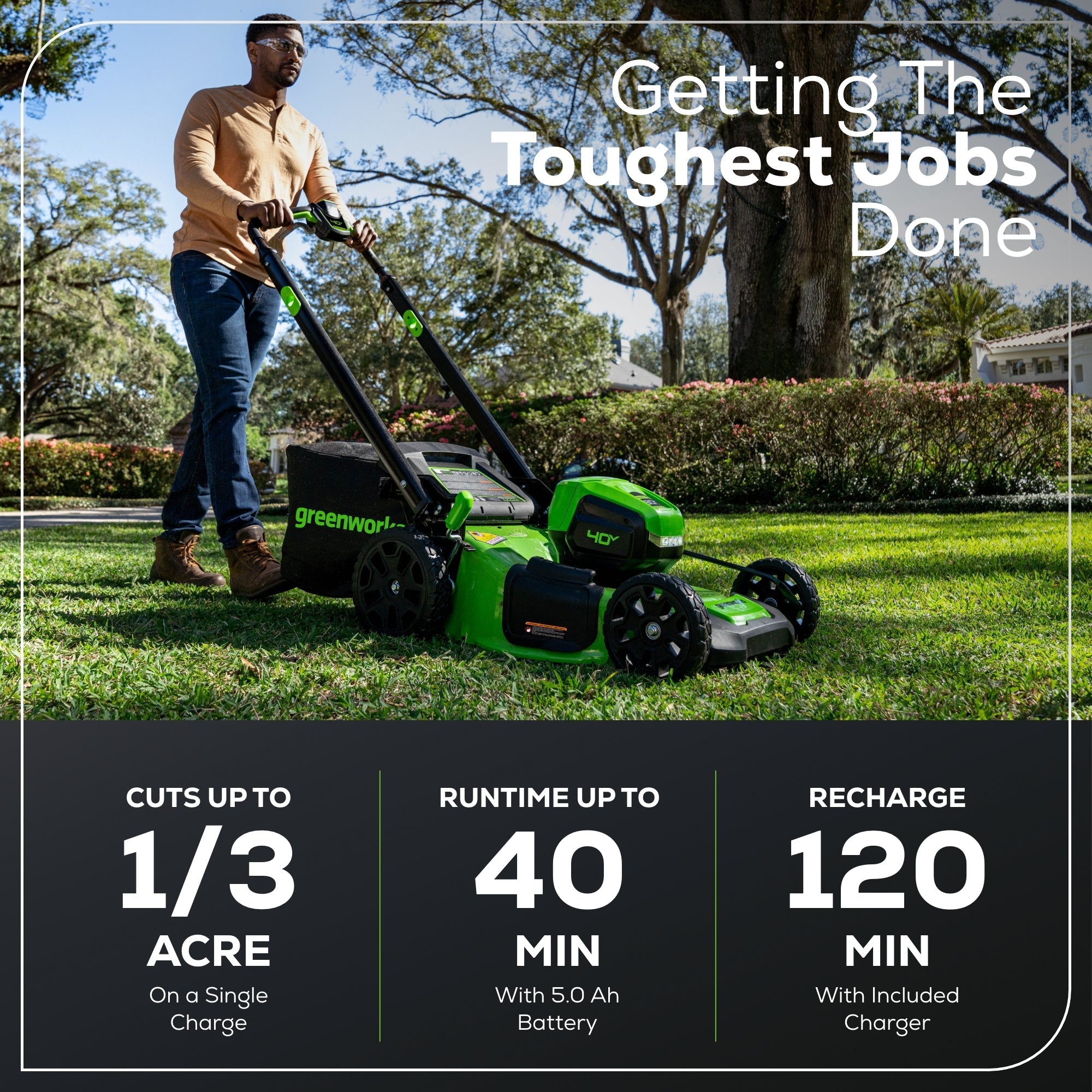 40V 21-Inch Cordless Self-Propelled Lawn Mower with 5.0Ah Battery & Charger - 3-Piece Combo Kit for Effortless Yard Maintenance - Perfect for Large Lawns, Backyards, and Landscaping Projects