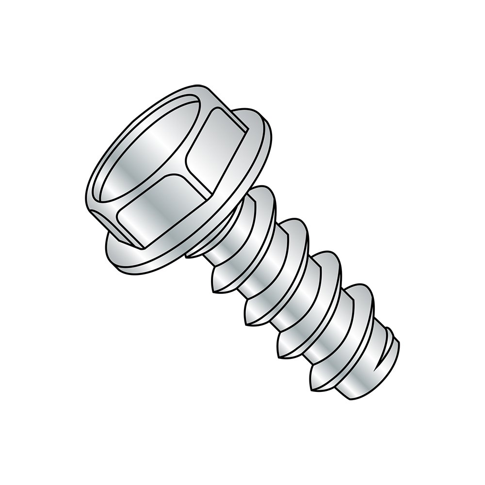Small Parts 1212BW Zinc Plated Steel Sheet Metal Screws, Hex Washer Head, Hex Drive, Type B, #12-14 Thread, 3/4