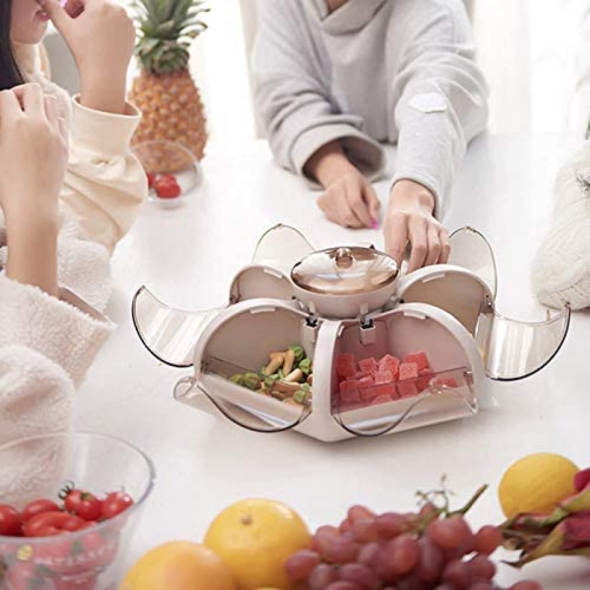 Premium Transparent Snack Box with Press-Type Compartments - 3-Tier Snack Tray for Fruits, Nuts & Party Snacks | Perfect for Office, Picnics & Home Entertaining