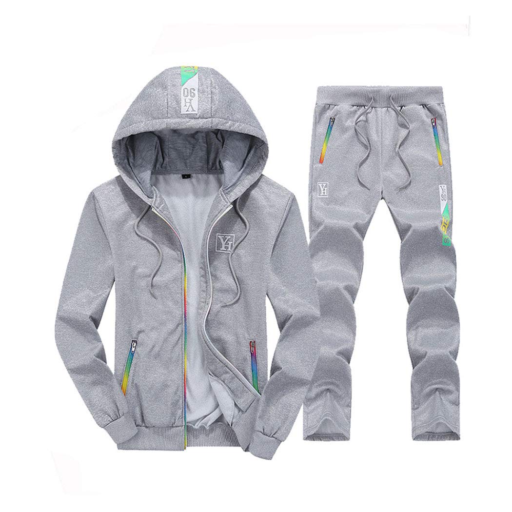 Men's Casual Tracksuit 2-Piece Set - Hooded Cardigan & Jogger Pants - Breathable Sports Sweatsuit for Gym, Running, and Lounge Wear