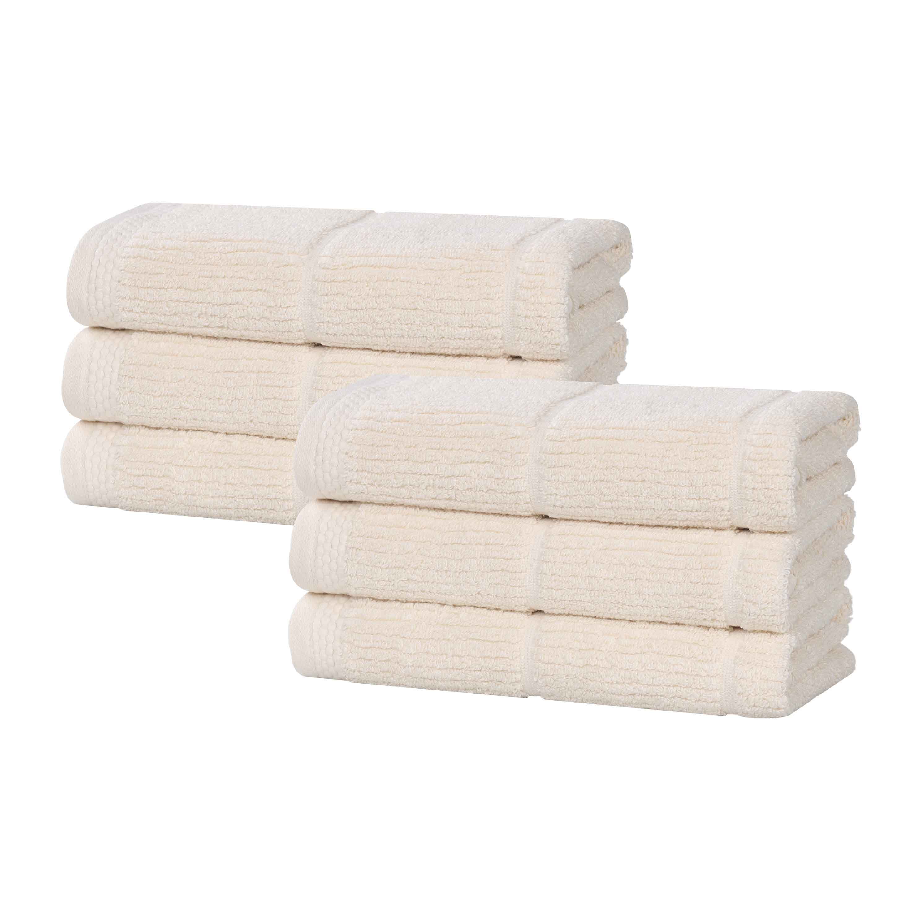 Milo Smart Twist Cotton Solid Hand Towels - Soft & Absorbent Bath & Kitchen Towels, Set of 6 - Perfect for Bathroom, Kitchen & Guest Use