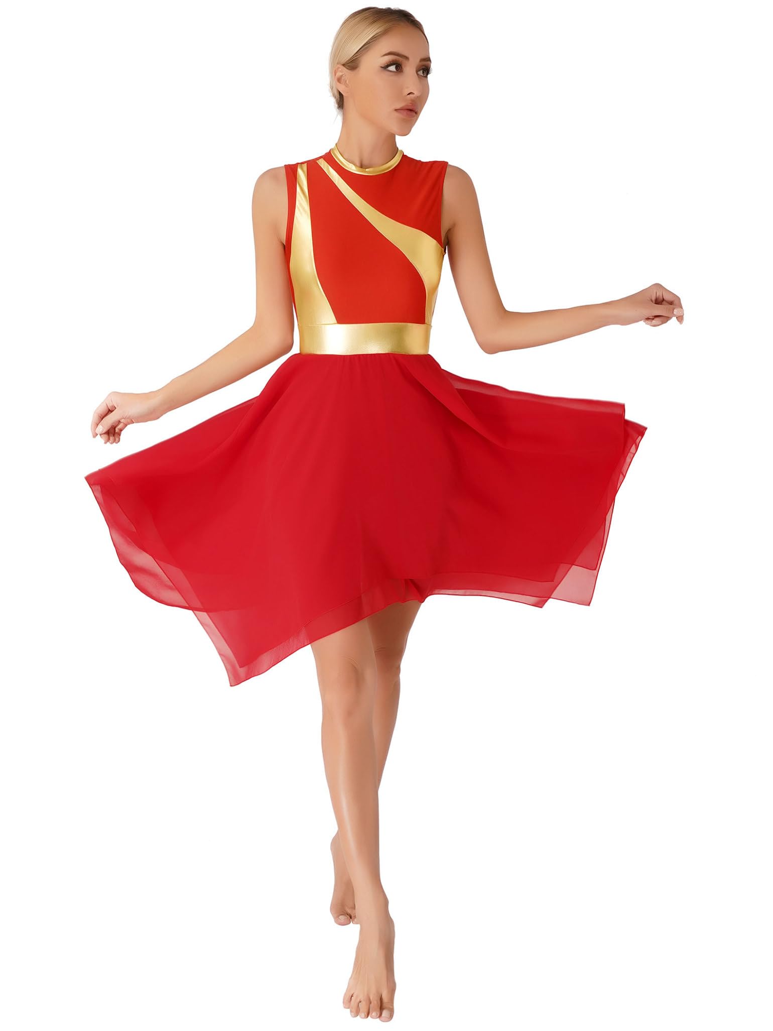 Women's Praise Dance Dress - Color Block Tunic with Irregular Hem - Worship & Liturgical Lyrical Dance Costume - Perfect for Church Performances & Spiritual Dance Events