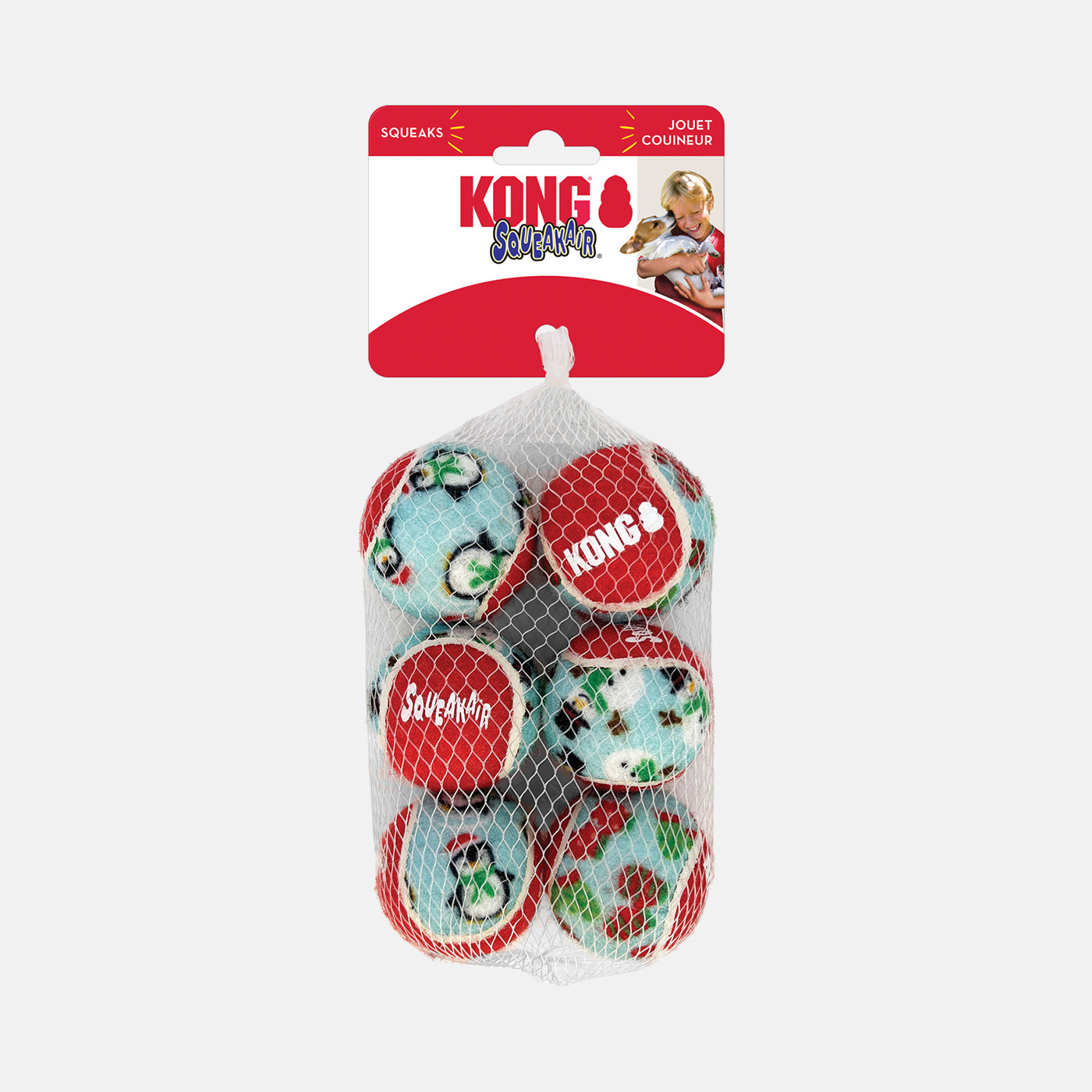 KONG Holiday SqueakAir Balls 6 Pack - Durable Dog Chew Toys for Small & Medium Dogs - Perfect for Christmas, Thanksgiving & Holiday Playtime