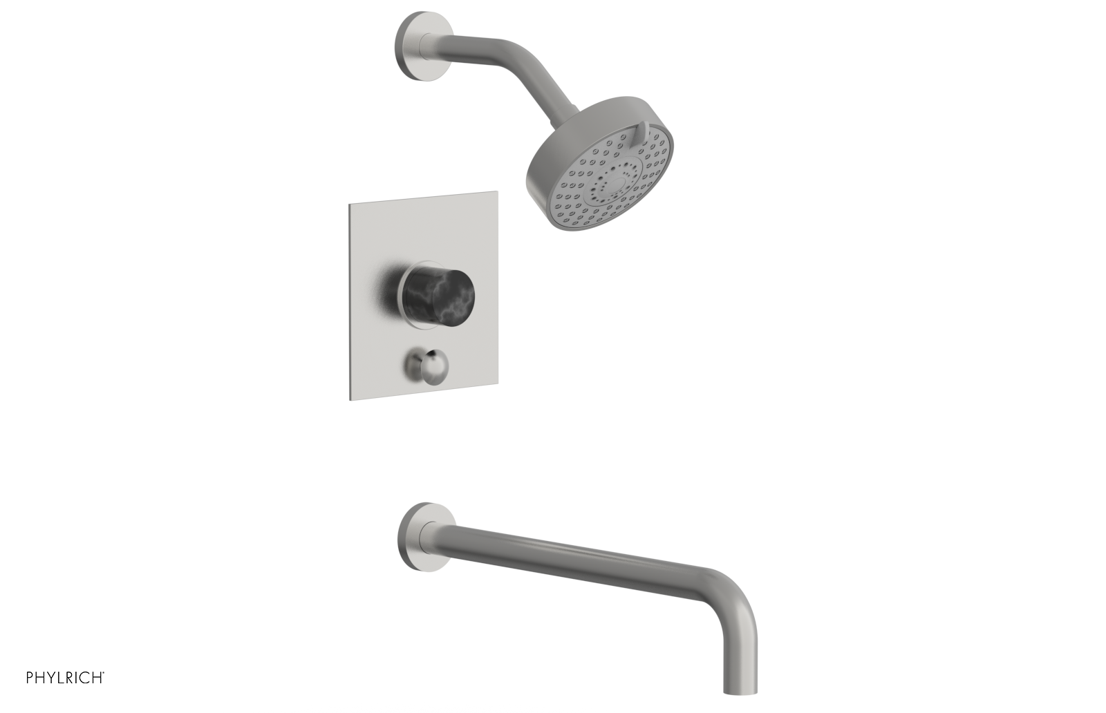 BASIC II 14 Pressure Balance Tub and Shower Set in Black Marble - 230S 28 14 Model | Perfect for Modern Bathroom Renovations & Spa-Like Shower Experiences