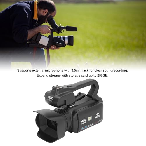 4K Vlogging Camera with 64MP & 18x Digital Zoom - WiFi Night Vision Camcorder with 4-inch Touch Screen, Microphone, Remote Control & Fill Light - Perfect for YouTube, Travel Videos, Live Streaming & Low Light Recording