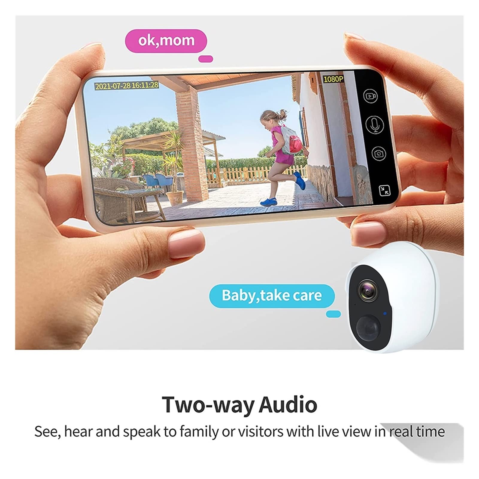 MZZYG Solar Security Camera - Wireless Outdoor WIFI 1080P Surveillance with 9000mAh Rechargeable Battery & 3.5W Solar Panel, IP65 Weatherproof, Built-in Siren - Ideal for Home, Garage, Yard, and Business Security Monitoring