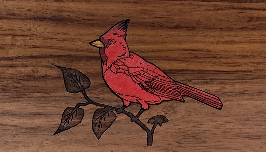 Handcrafted Cardinal Inlay Art Wooden Cremation Urn - Memorial Keepsake for Ashes - Perfect for Home Display, Funeral Services & Remembrance Ceremonies