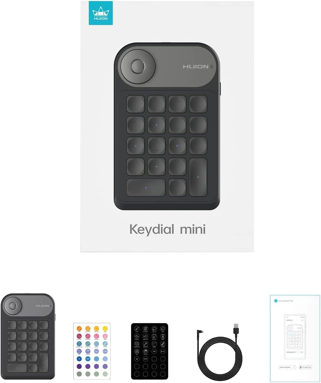 HUION Keydial Mini Bluetooth Programmable Keypad - 5 Anti-Ghosting Keys & 18 Customizable Shortcuts | Wireless Shortcut Keyboard for Digital Artists | Compatible with Drawing Tablets, PC, MacBook & Laptops | Perfect for Photoshop, Illustrator & Video Editing