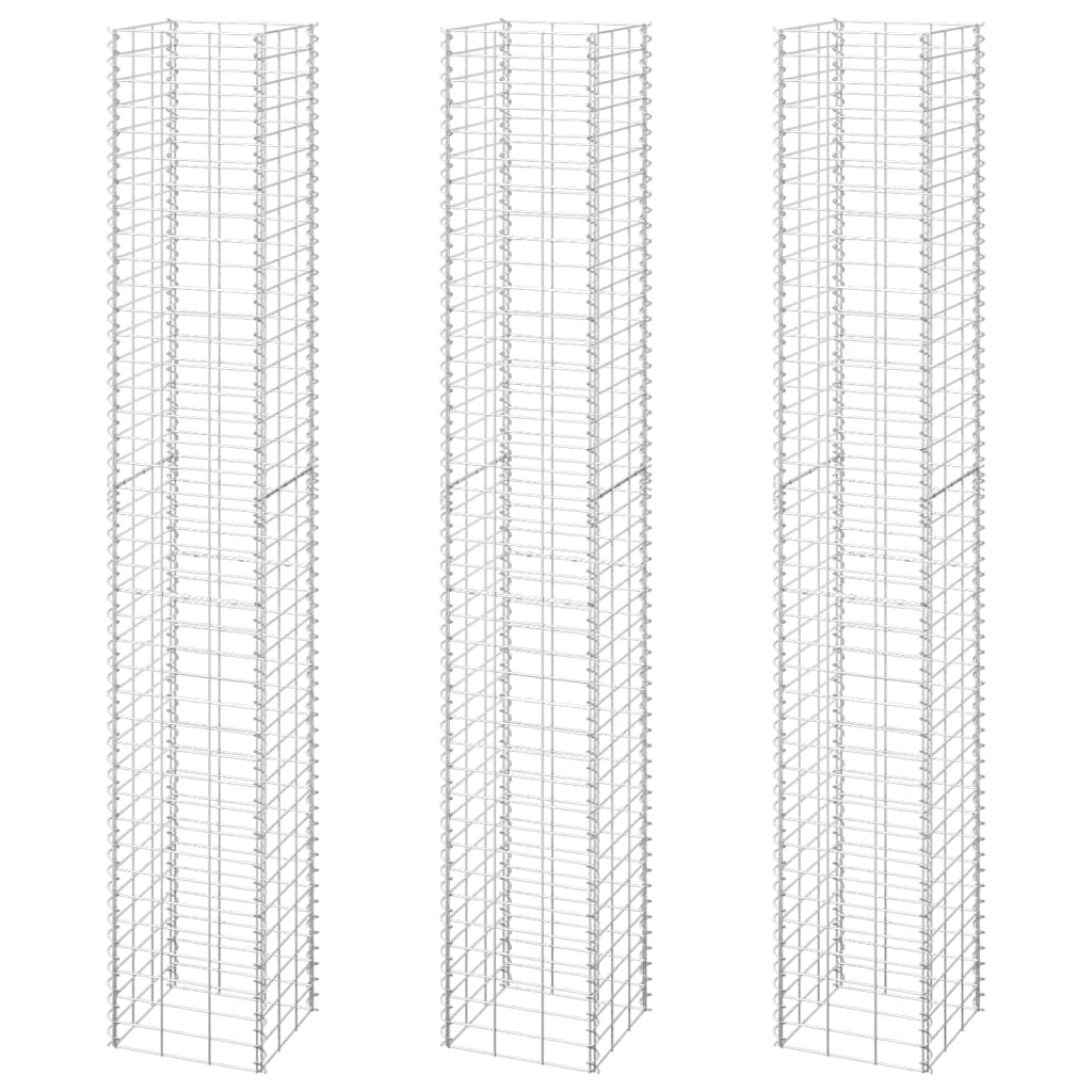 POCREATION 3-Piece Gabion Raised Garden Bed Kit - Heavy Duty Iron Silver Gabion Baskets & Stone Cages for Driveway, Landscaping, and Outdoor Decor | Perfect for Patio, Yard, and Garden Design