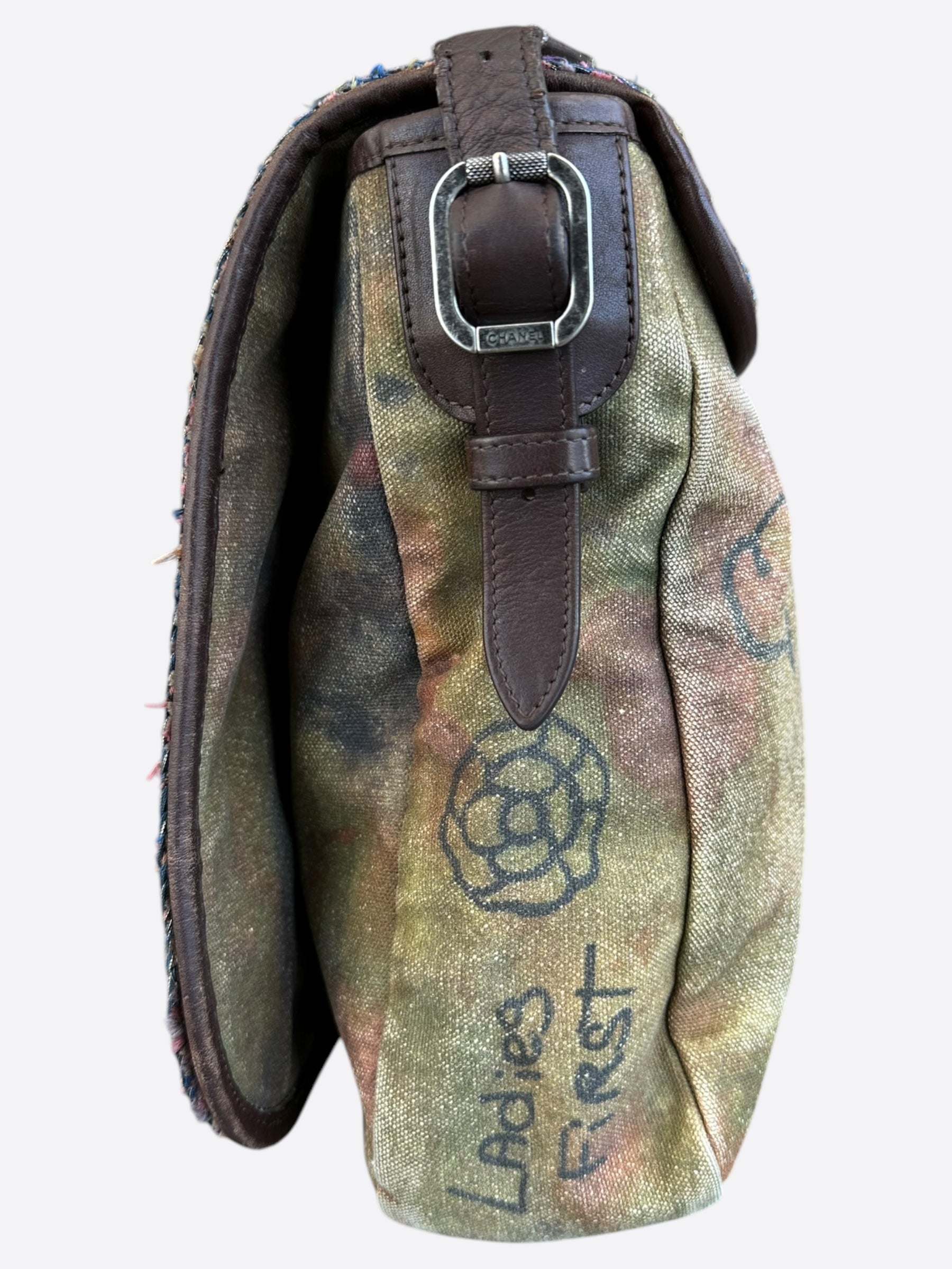Chanel Khaki Graffiti Messenger Bag - Stylish Crossbody Shoulder Bag for Women | Perfect for Travel, Shopping & Everyday Use