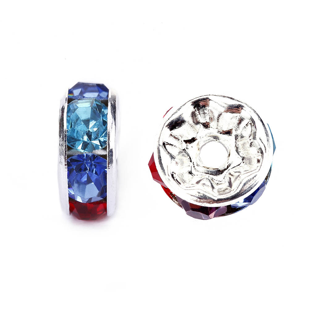 Rainbow Rhinestone Rondelle Spacer Beads - Gold & Silver Jewelry Making Supplies (4mm, 6mm, 8mm, 10mm) - 50pcs Per Bag - Perfect for DIY Bracelets, Necklaces & Earrings