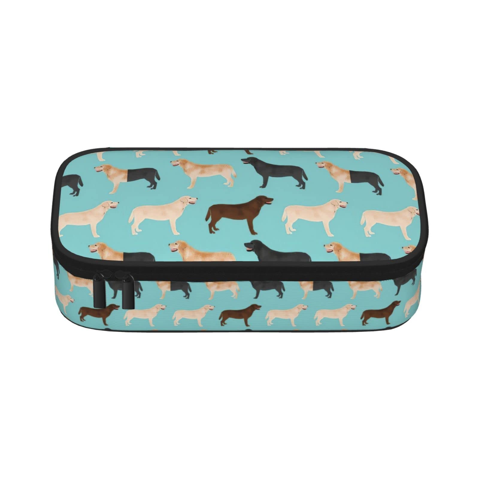 Cute Labrador Dog Pattern Large Capacity Pencil Case with Zipper - School Supplies, Office Organizer for Women & Men - Perfect for Students, Teachers, and Office Workers