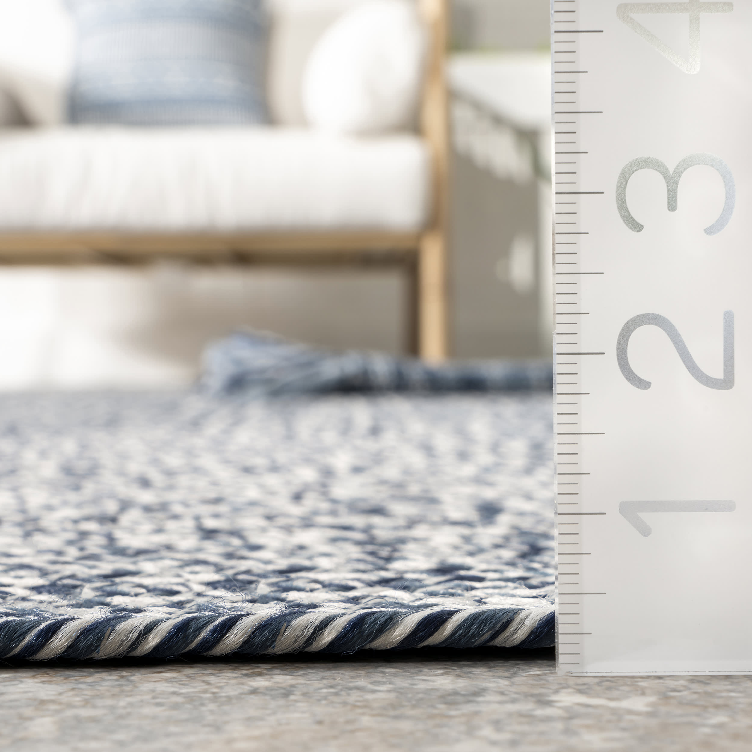 Hand Braided Indoor/Outdoor Navy Rug - Durable & Stylish for Living Room, Patio, or Bedroom Decor