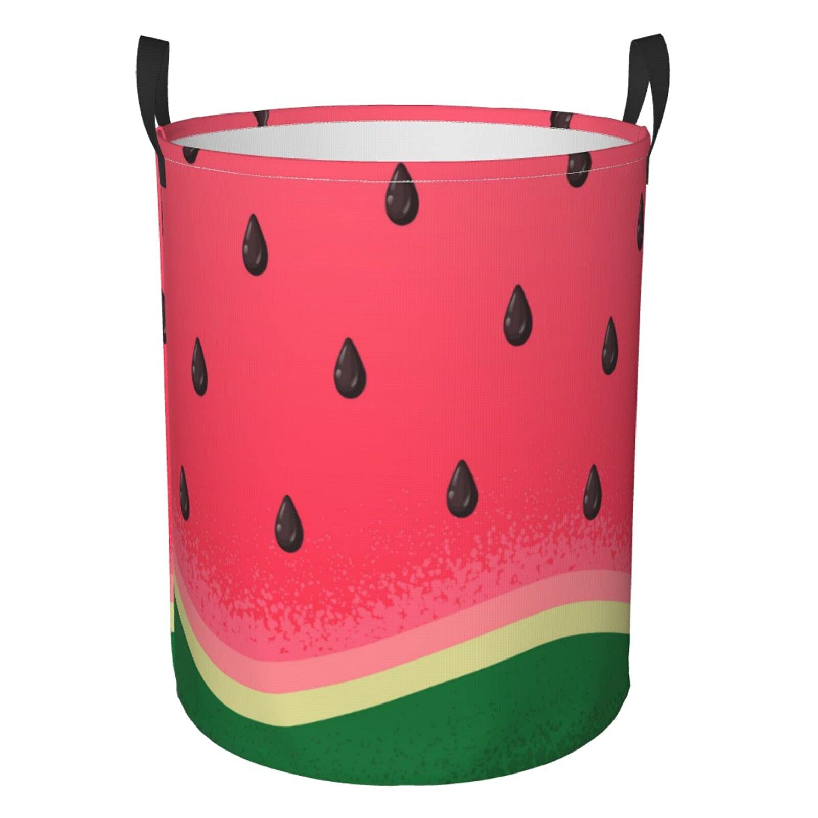 Collapsible Watermelon Slice Laundry Basket with Handle - Large Waterproof Fabric Hamper for Clothes, Toys & Bathroom Storage - Foldable Organizer Bin for Dirty Laundry, Bedroom & Dorm Room Use