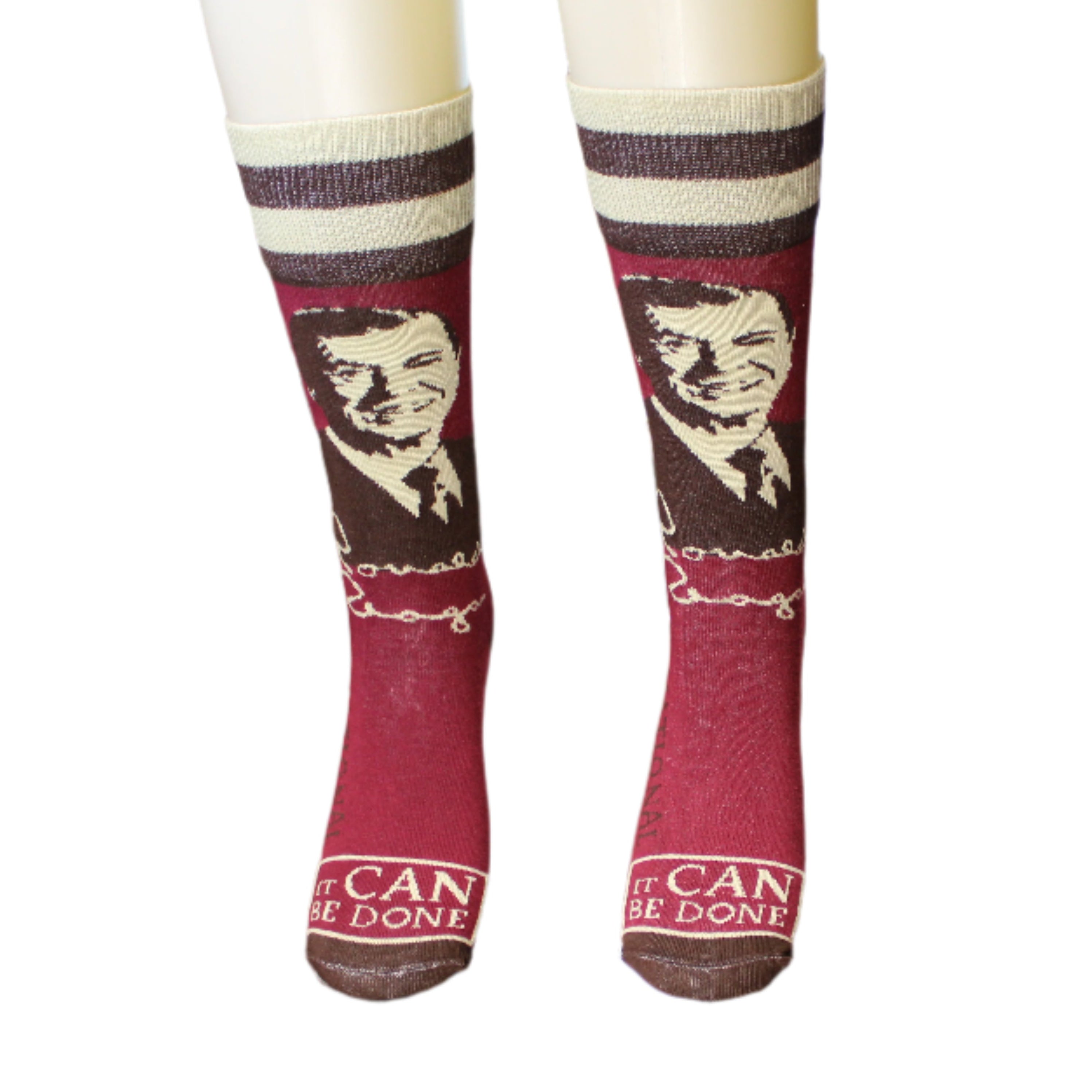 Ronald Reagan 'It Can Be Done' Motivational Crew Socks - Patriotic Gift for Conservatives, Political Enthusiasts | Perfect for Election Day, GOP Events & American Pride