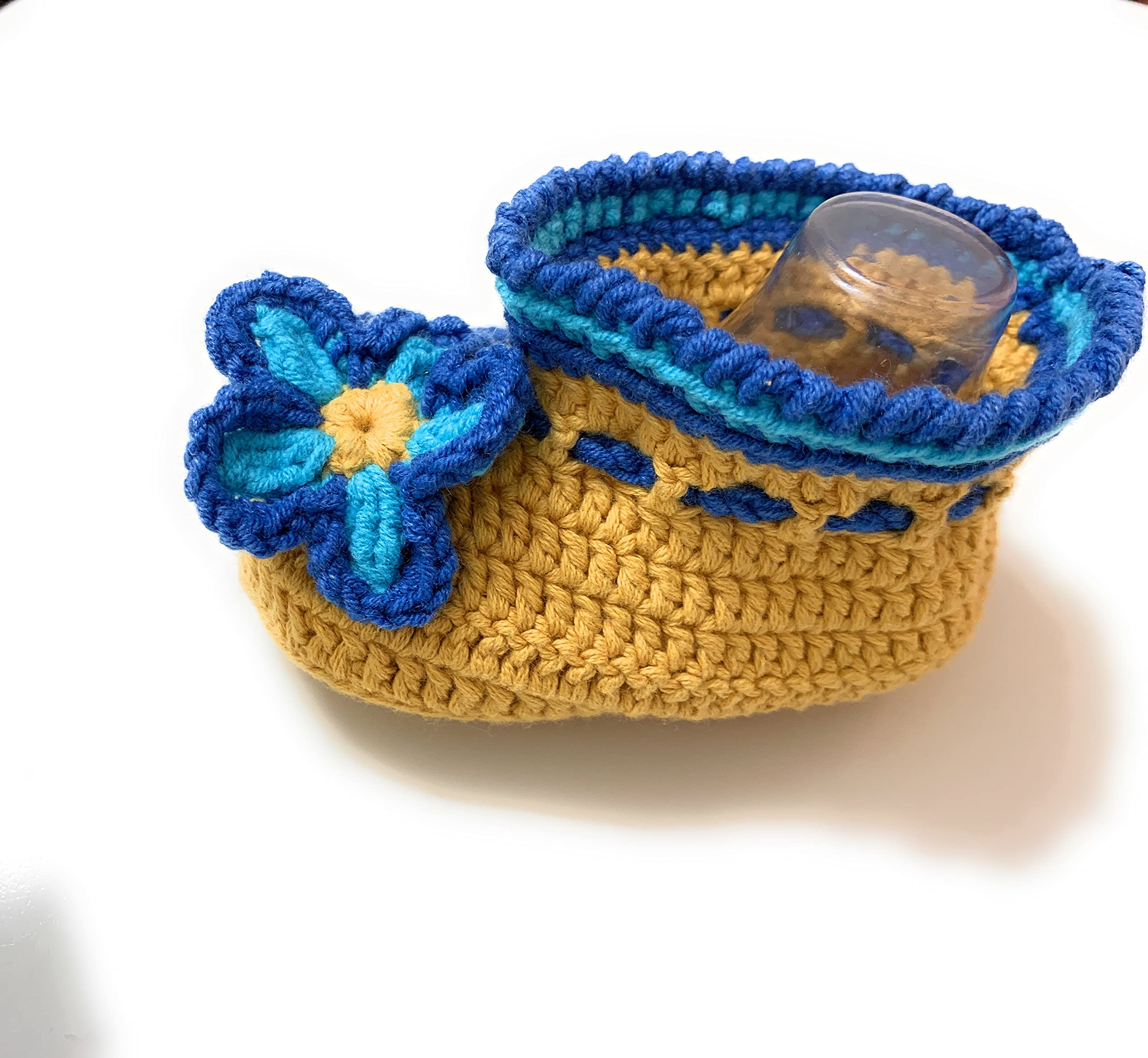 Handmade Crochet Baby Booties for Girls - Soft Yellow Infant Boots & Socks (0-12 Months) - Perfect for Newborn Photoshoots, Baby Showers & Winter Outfits