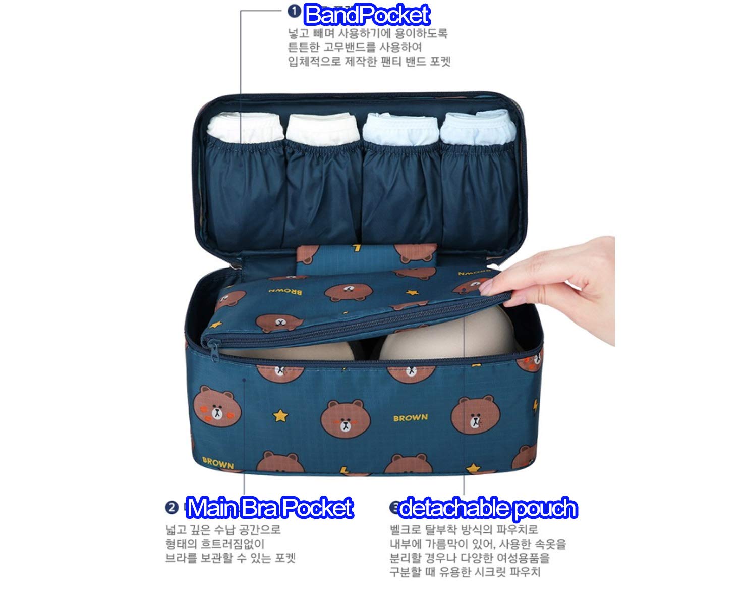 Brown Underwear Pouch - Fashionable Travel Organizer for Bras & Underwear | Portable Cosmetic & Makeup Storage Bag | Perfect for Luggage, Gym & Vacation Packing