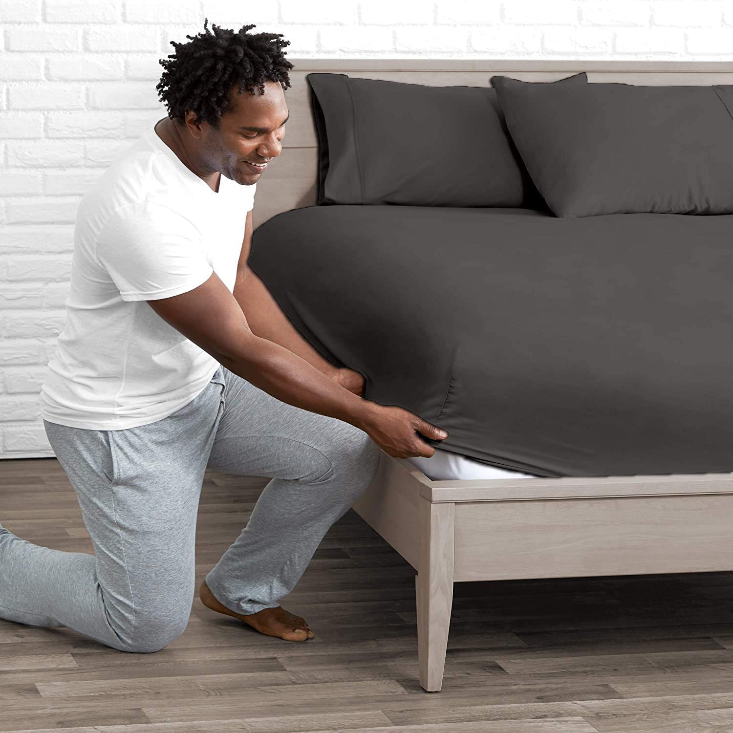 Luxury 4-Piece King Size Bed Sheet Set - 100% Egyptian Cotton, 800 Thread Count, Sateen Weave, Soft Gray - Fits Mattress Up to 32
