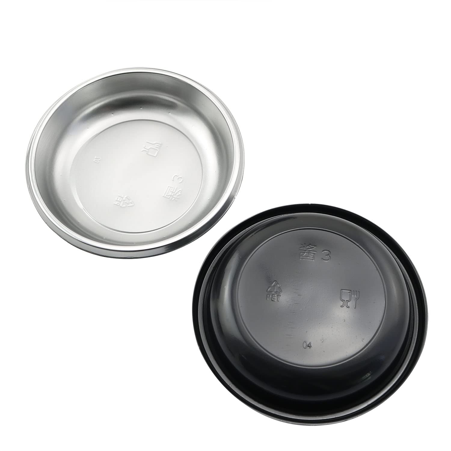 30-Pack Plastic Disposable Sauce Bowls - 2oz Round Dipping Dishes for Soy Sauce, Condiments, Soup & Seasoning - Perfect for Home, Restaurants & Party Catering (Silver)