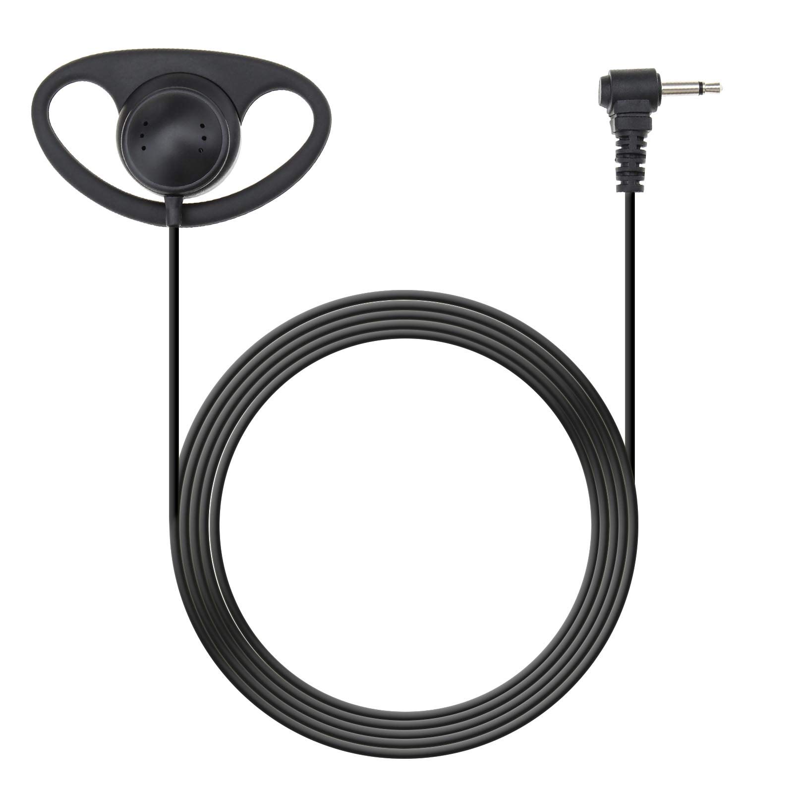 D-Shape Ear Hook Earpiece with 3.5mm 1-Pin Plug - Soft Rubber Listen-Only Headset for Two-Way Radios - Perfect for Security, Construction & Outdoor Communication