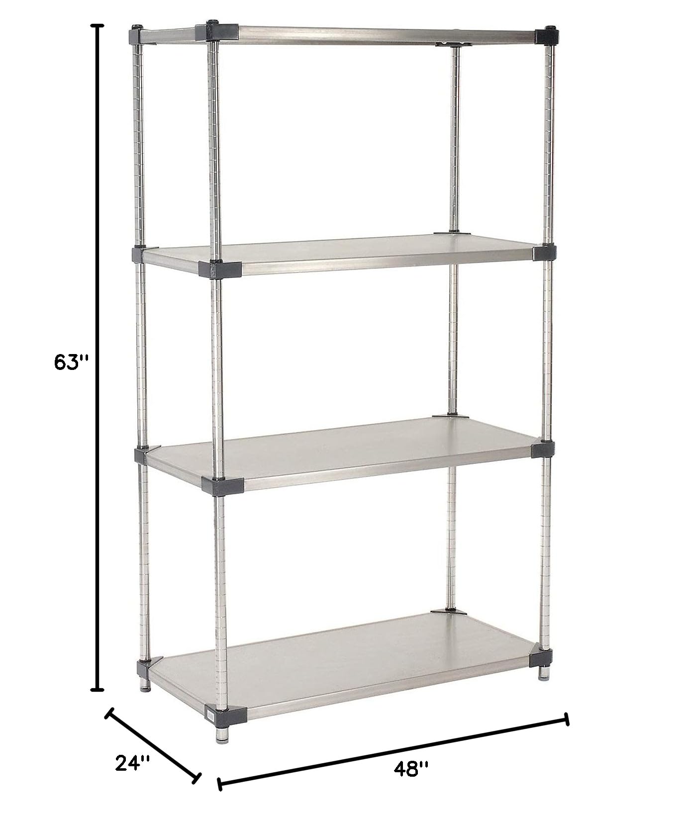 Stainless Steel Shelving 48x24x63 - Heavy Duty Storage for Warehouse & Garage