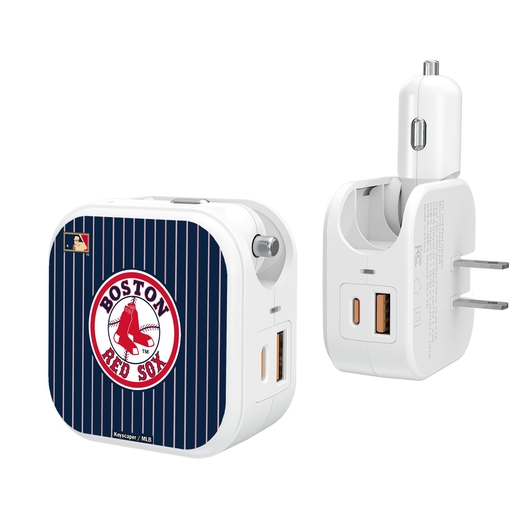 Boston Red Sox 1976-2008 Cooperstown Collection Pinstripe 2-in-1 USB Charger - Perfect for Baseball Fans & Office Use