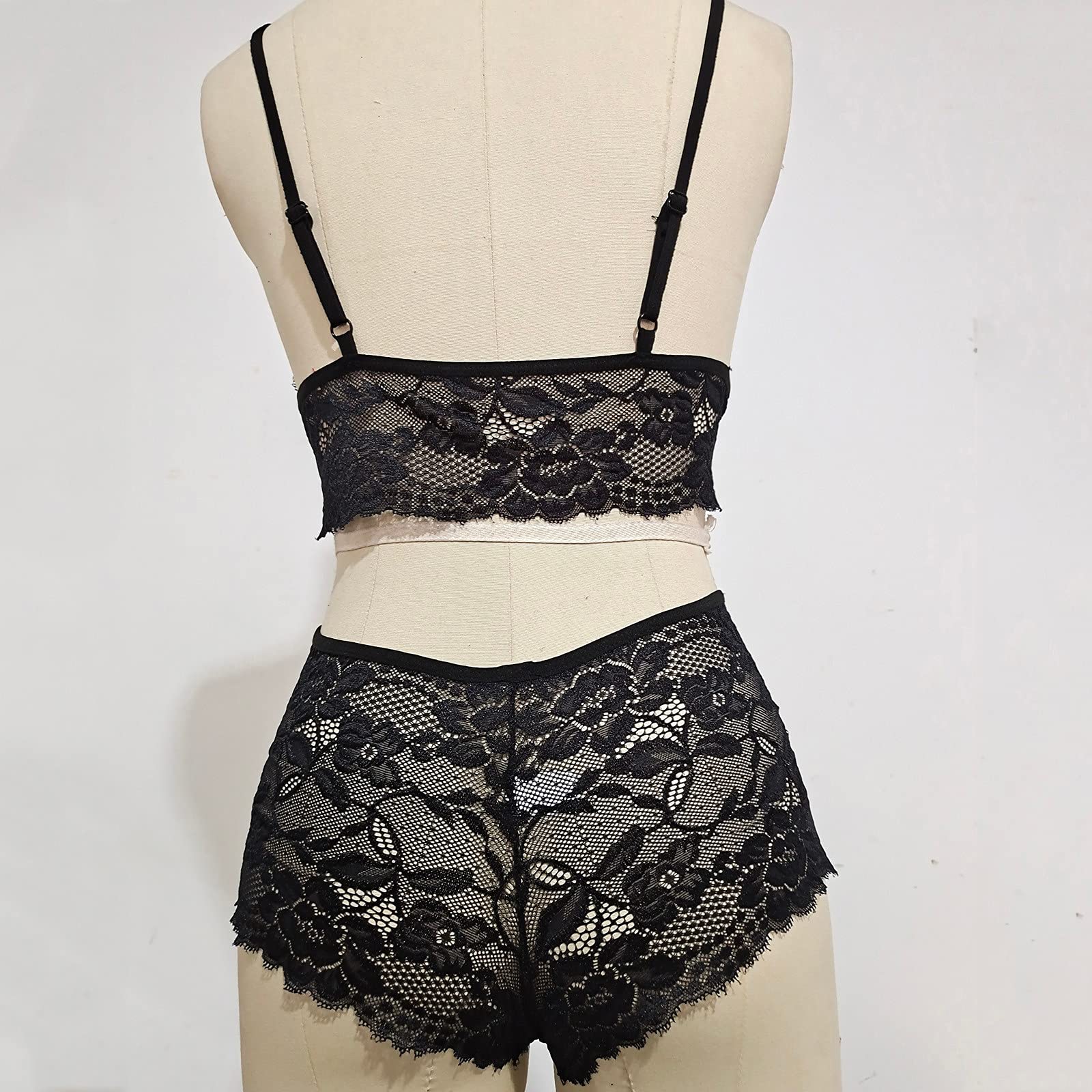Plus Size Women's Lace Floral Corset Bralette & Panty Set - Comfortable Nursing Nightwear for Maternity & Sleepwear